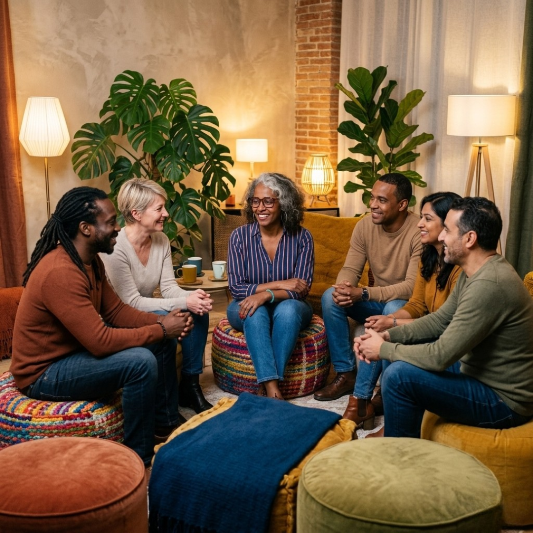 Cercle de parole chaleureux avec des parents